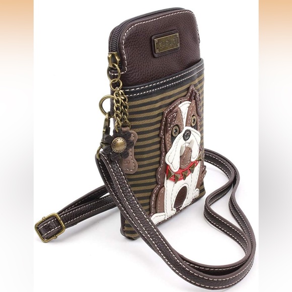 Chala Brown and Tan Crossbody Bag with Bulldog Design Excellent condition - Picture 2 of 11